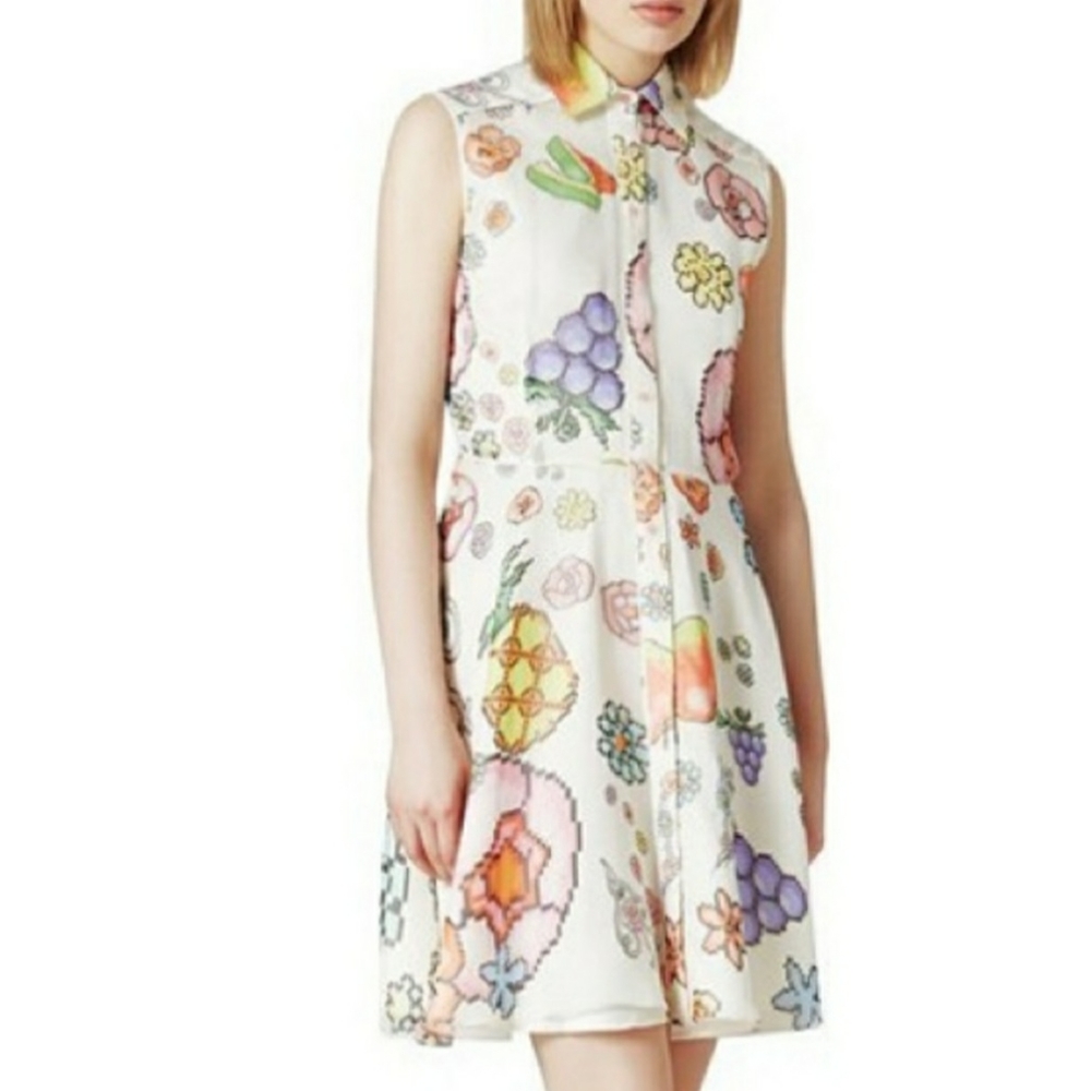 NWT! Ohlin/D Silk Pixelated Circle Skirt Dress